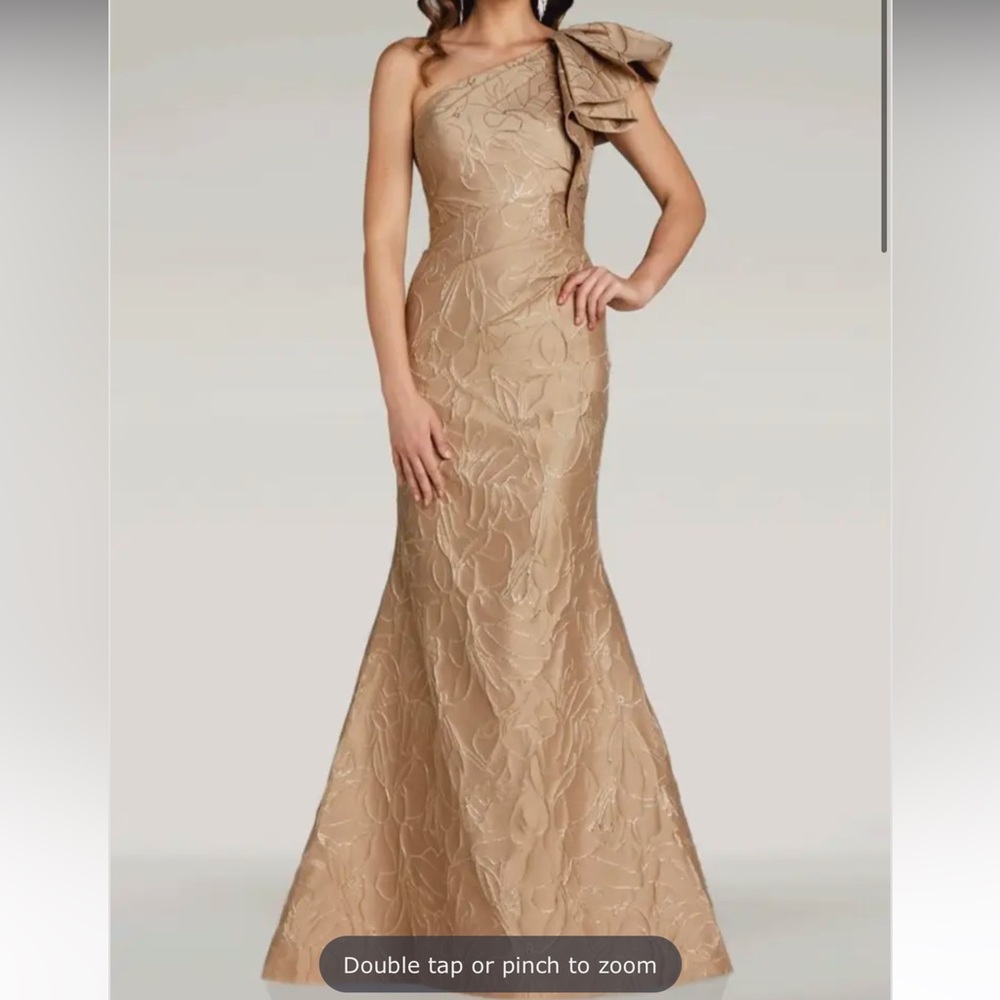 Gia Franco - 12375 - Flutter Sleeve Floral Embossed Trumpet Gown